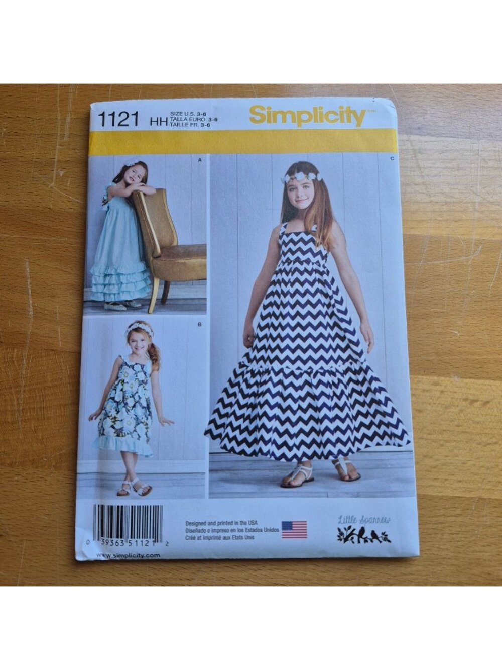 Simplicity 1121 Girls Dresses Sewing Pattern For Sizes 3-6 Ruffled & Sleeveless